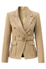 Load image into Gallery viewer, Light Brown Peak Lapel Slim Fit Women Blazer with Belt