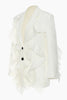 Load image into Gallery viewer, White Notched Lapel Women Blazer With Ruffles