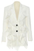 Load image into Gallery viewer, White Notched Lapel Women Blazer With Ruffles