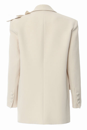 Beige Oversize Women Blazer with 3D Butterflies