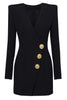 Load image into Gallery viewer, Black V-neck Slim Fit Long Women Blazer