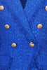 Load image into Gallery viewer, Royal Blue Notched Lapel Double Breasted Tweed Women Blazer