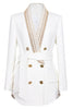 Load image into Gallery viewer, White Shawl Lapel Double Breasted Slim Fit Women Blazer with Beading