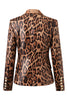 Load image into Gallery viewer, Leopard Print Peak Lapel Long Sleeves Women Blazer