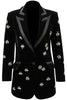 Load image into Gallery viewer, Peak Lapel Black Long Sleeves One Button Women Blazer