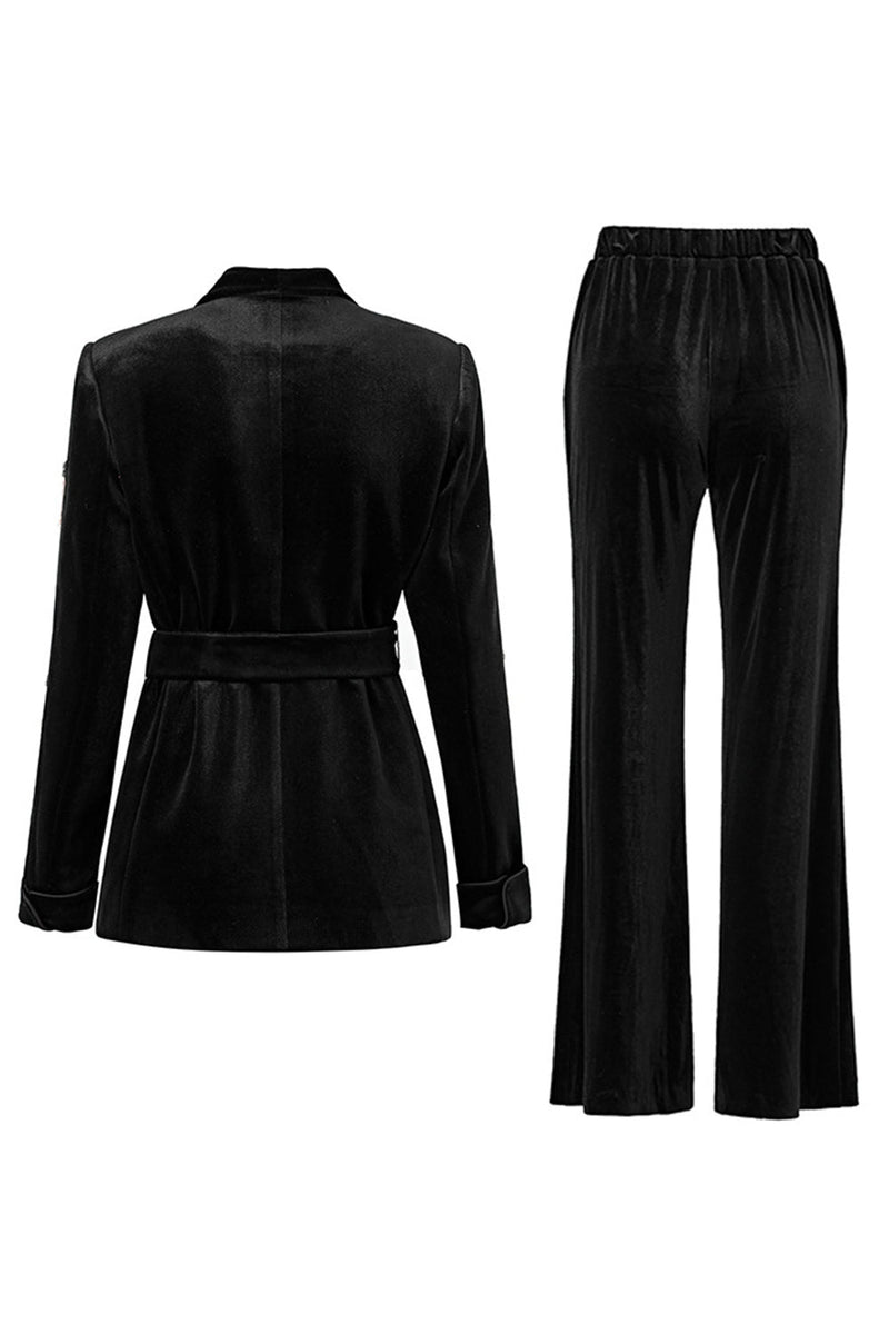 Load image into Gallery viewer, Black 2 Piece Shawl Lapel Women Party Suits