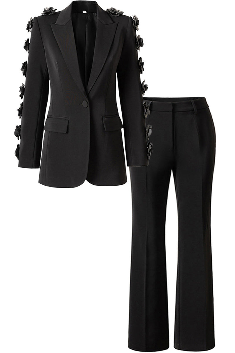 Load image into Gallery viewer, Black 2 Piece Peak Lapel Women Formal Suits