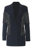 Load image into Gallery viewer, Sparkly Navy Peak Lapel Women Blazer with Fringes