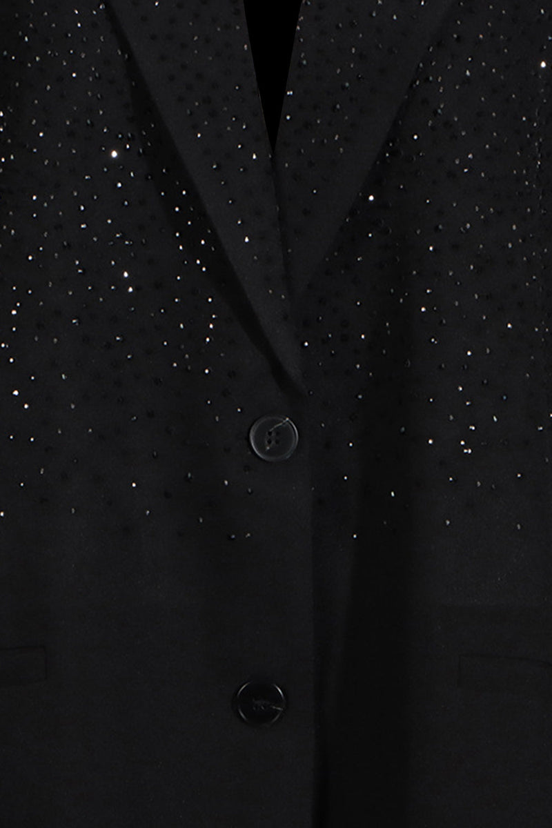 Load image into Gallery viewer, Sparkly Black Notched Lapel Women Blazer with Beading