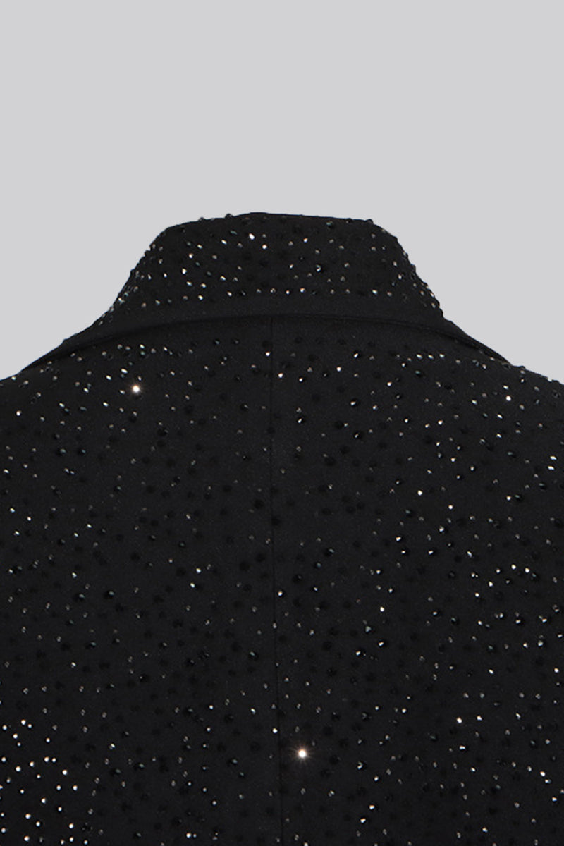 Load image into Gallery viewer, Sparkly Black Notched Lapel Women Blazer with Beading