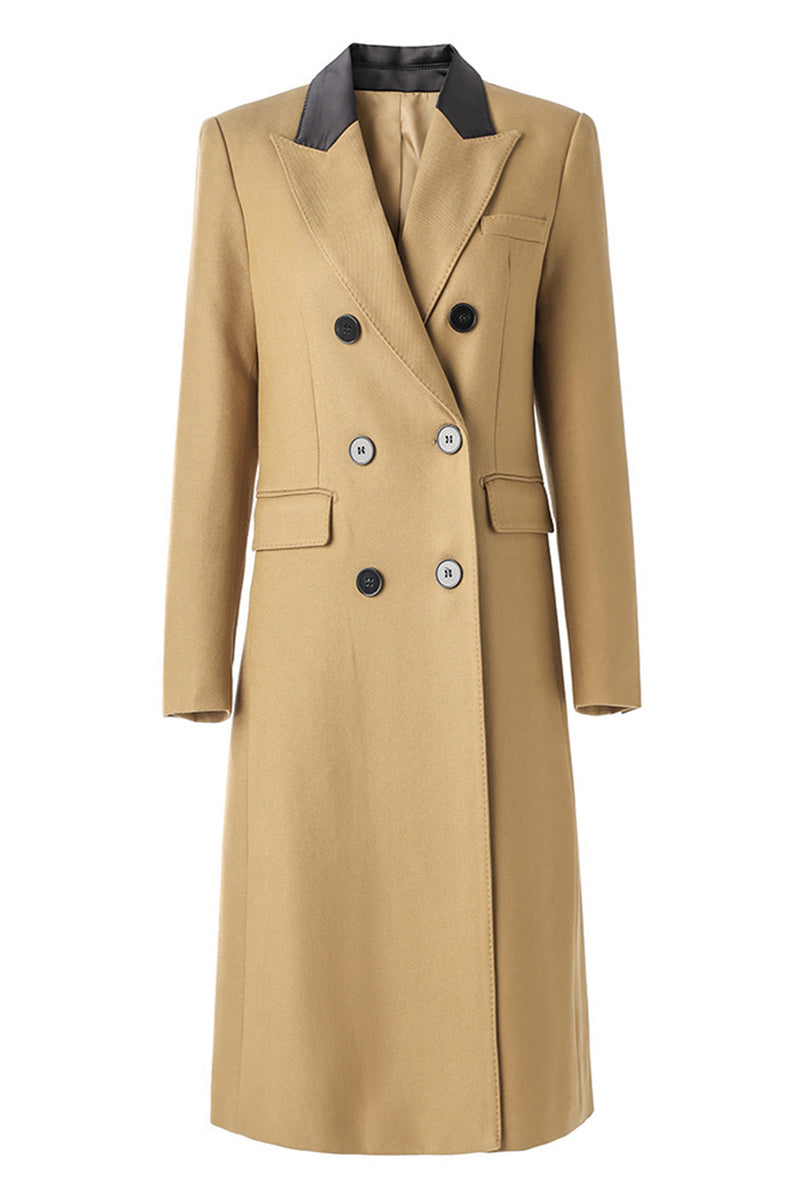 Load image into Gallery viewer, Camel Peak Lapel Long Women Coat