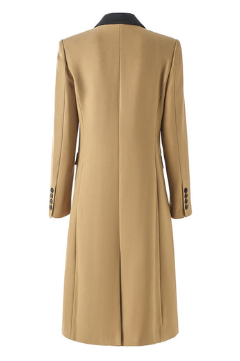 Camel Peak Lapel Long Women Coat