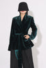 Load image into Gallery viewer, Dark Green Velvet Women Coat with Belt