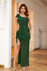 Load image into Gallery viewer, Green One Shoulder Long Prom Dress with Slit