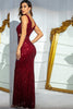 Load image into Gallery viewer, Sparkly Red Cut Out Slit Long Prom Dress with Sequin