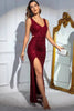 Load image into Gallery viewer, Sparkly Red Cut Out Slit Long Prom Dress with Sequin