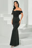 Load image into Gallery viewer, Black Beaded Off the Shoulder Bodycon Long Prom Dress