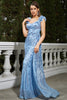 Load image into Gallery viewer, Sparkly Blue Sequined Mermaid Long Prom Dress