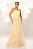 Load image into Gallery viewer, Yellow Floral Strapless Corset Long Prom Dress