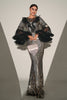 Load image into Gallery viewer, Sparkly Black Silver Mermaid Sequined Prom Dress With Long Sleeves