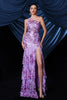 Load image into Gallery viewer, Sparkly Purple One Shoulder Long Prom Dress With Slit