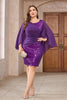 Load image into Gallery viewer, Sparkly Purple Plus Size Sequined Graduation Dress