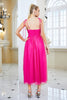 Load image into Gallery viewer, Fuchsia A Line Spaghetti Straps Prom Dress with Bow