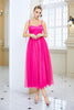 Load image into Gallery viewer, Fuchsia A Line Spaghetti Straps Prom Dress with Bow