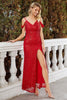 Load image into Gallery viewer, Sparkly Red Sequined Cold Shoulder Evening Prom Dress With Slit