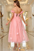 Load image into Gallery viewer, Pink A Line Off The Shoulder Prom Dress with Lace Up Back