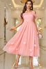 Load image into Gallery viewer, Pink A Line Off The Shoulder Prom Dress with Lace Up Back