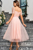 Load image into Gallery viewer, Pink A Line Formal Dress With Lace