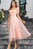 Load image into Gallery viewer, Pink A Line Formal Dress With Lace