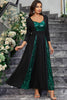 Load image into Gallery viewer, Sparkly Black Green Sequined A Line Prom Dress With Long Sleeves