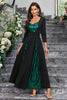 Load image into Gallery viewer, Sparkly Black Green Sequined A Line Prom Dress With Long Sleeves