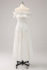 Load image into Gallery viewer, Cute A Line White Off the Shoulder Tea Length Bridesmaid Dress with Ruffles