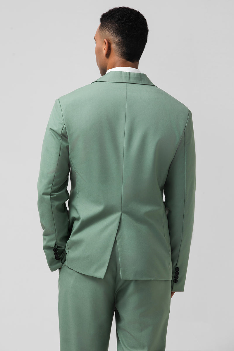 Load image into Gallery viewer, Grey Green Peak Lapel Center Vent Single Breasted 2 Pieces Men&#39;s Suits