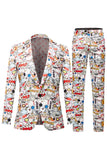 White Graffiti 2 piece Men's Suit
