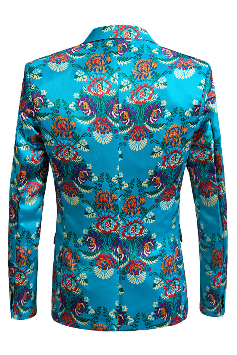 Load image into Gallery viewer, Blue Embroidery One Button Men&#39;s Blazer