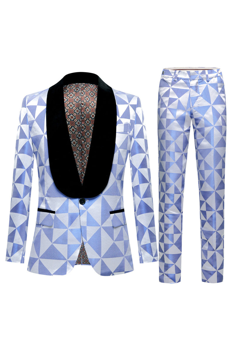 Load image into Gallery viewer, Yellow Shawl Lapel 2 Piece Geometrical Men&#39;s Suits