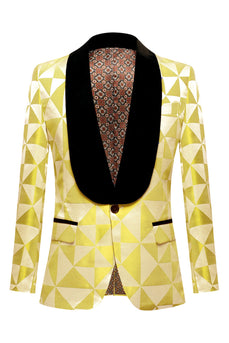 Yellow Shawl Lapel 2 Piece Geometrical Men's Suits