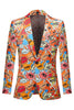 Load image into Gallery viewer, Orange Notched Lapel Graffiti Men&#39;s Blazer