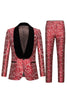 Load image into Gallery viewer, Red Shawl Lapel Printed 2 Piece Men&#39;s Suit