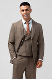 Brown Peak Lapel 3 Pieces Single Breasted Men's Suits