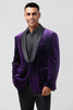 Load image into Gallery viewer, Dark Purple One Button Shawl Lapel Men&#39;s Blazer