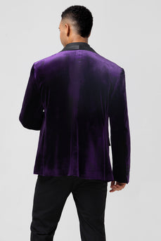 Dark Purple One Button Shawl Lapel Men's Blazer