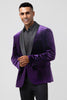 Load image into Gallery viewer, Dark Purple One Button Shawl Lapel Men&#39;s Blazer