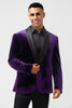 Load image into Gallery viewer, Dark Purple One Button Shawl Lapel Men&#39;s Blazer