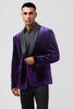 Load image into Gallery viewer, Dark Purple One Button Shawl Lapel Men&#39;s Blazer