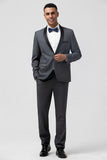 Grey Shawl Lapel 2 Pieces Center Vent Men's Suits